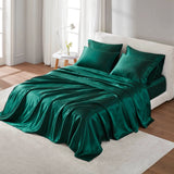 Wrinkle-Free Solid Satin Luxury Sheet Set, Emerald