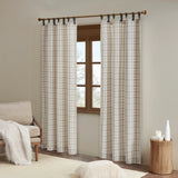 Plaid Fleece Lining Window Panel, Ivory
