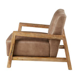 Mid Century Modern Wood Pu Leather Living Room Accent Chair*