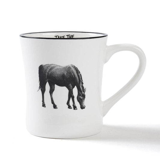 Black & White Rocky Horse Ceramic Coffee Mug