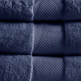 Turkish Cotton 6-Piece Bathroom Towel Set, Navy Blue