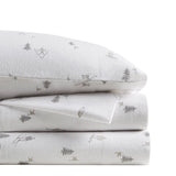 Winter Flannel Cotton Sheet Set, Ski, Light Grey