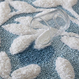 Leaf Cotton Tufted Anti-Skid Bath Rug, Blue