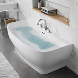 Bank Series 65 in. x 31 in. Flat Bottom Acrylic Freestanding Soaking Bathtub with Center Drain and Faucet