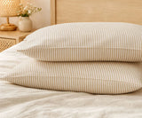 Beige Striped Pillow Cases