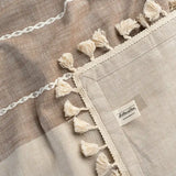 Beige Striped Tablecloth with Tassel