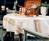 Beige Striped Round Tablecloth