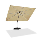 PURPLE LEAF SUNBRELLA Solar Cantilever Umbrella with Lights for Outdoor Patio