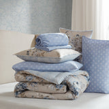 Vintage-Floral Inspired Comforter Set, Beige/Blue