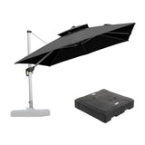 PURPLE LEAF Large Square Patio Cantilever Umbrella With Base for Garden Pool Porch
