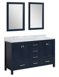 ANZZI Chateau 60" Double Vanity Set (36" H), Handmade Wood Cabinet, Carrara Marble Countertop, Soft-Close Storage, Paladin Protection Finish, Multiple Cabinet Colors