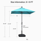 PURPLE LEAF Crank and Tilt Square Patio Table Umbrella with Base for Garden Porch