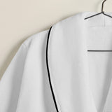 Shawl Collar Cotton Bath Robe with Border Embroidery