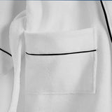 Shawl Collar Cotton Bath Robe with Border Embroidery