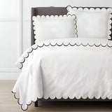 Allena 400TC Cotton Scallop Embroidery Sateen Solid Duvet Cover Set