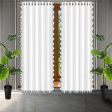 Ashley 400TC Sateen Cotton Traingle Embroidery Curtain (Set Of 2)
