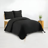 400TC Cotton Sateen Solid Scalloped Duvet Cover Set