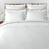400TC Cotton Scallop Embroidery Sateen Solid Duvet Cover Set