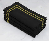 Embroidered Dinner Napkins - Golden Edge