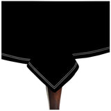 Double Embroidery Border Sateen Cotton Solid Table Cloth - Black