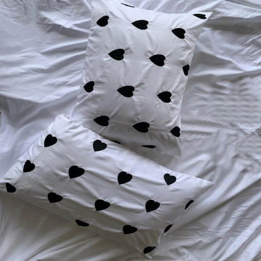 Heart Embroidery Pillow Cover (Set of 1)