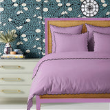 Lilac 400TC Cotton Small Scallop Embroidery Duvet Cover Set