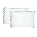 400TC Reverse U Shape Embroidery Cotton Solid Pillowcases (Set Of 2)