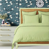 Sage 400TC Cotton Small Scallop Embroidery Duvet Cover Set