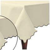 Scallop Embroidery Sateen Cotton Solid Table Cloth - Ivory