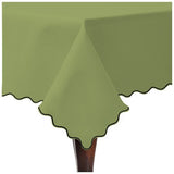 Scallop Embroidery Sateen Cotton Solid Table Cloth - Sage