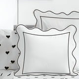 400TC Cotton Scallop Embroidery & Border Sateen Solid Euro Sham