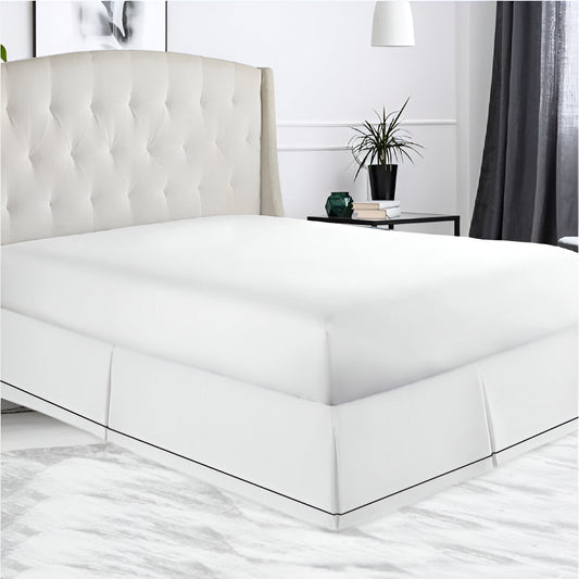 400TC Sateen Solid Cotton Single Embroidered Border Tailored Bed Skirt