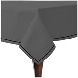 Single Embroidery Border Sateen Cotton Solid Table Cloth - Dark Grey