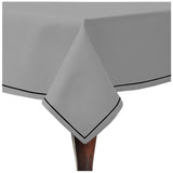 Single Embroidery Border Sateen Cotton Solid Table Cloth - Light Grey