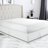 400TC Sateen Solid Cotton Triple Embroidered Tailored Bed Skirt