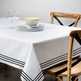 Triple Embroidery Border Sateen Cotton Solid Table Cloth