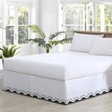 400TC Zig & Zag U Shape Solid Cotton Scallop Embroidery Tailored Bed Skirt
