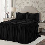 400TC Cotton Sateen Solid Textured Ruffle Bedspread Set