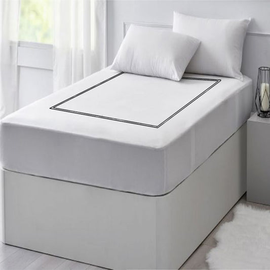 400TC Double Embroidery Sateen Solid Cotton Fitted Sheet