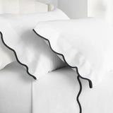400TC Cotton Scallop Embroidery Sateen Solid Top Sheet