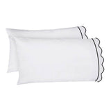 400TC Cotton Scallop Embroidery & Border Sateen Solid Sheet Set