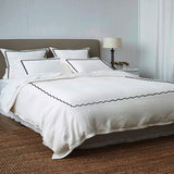 Ava 400TC Cotton Scallop Embroidery Sateen Solid Duvet Cover Set