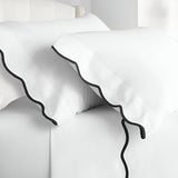 400TC Cotton Scallop Embroidery Sateen Solid Pillowcases (Set Of 2)