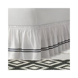 400TC Sateen Solid Cotton Double Embroidered Wrap Around Bed Skirt