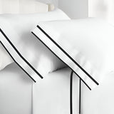 400TC Embroidery & Border Cotton Sateen Solid Pillowcases (Set Of 2)