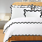 400TC U Shape Applique Embroidery Cotton Duvet Cover Set