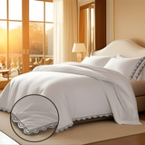400TC U Shape Scallop Embroidery Cotton Duvet Cover Set