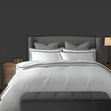 400TC Embroidery Cotton Sateen Solid Duvet Cover Set