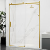 Rhodes Series 50 to 54 in. x 76 in. H Sliding Frameless Shower Door with Tsunami Guard Tempered Clear Glass