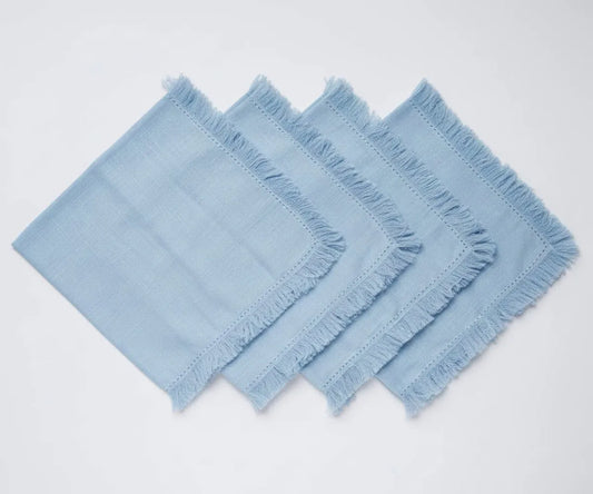 Blue Fabric Napkins - Fringe